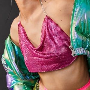 Nasty gal chainmail hot pink top. NWT. Never worn